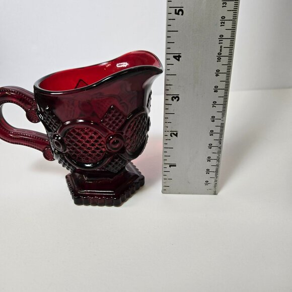 Vintage Avon 1876 Cape Cod Ruby Red Glass Creamer Bowl 4 In Holiday EUC - Picture 8 of 9